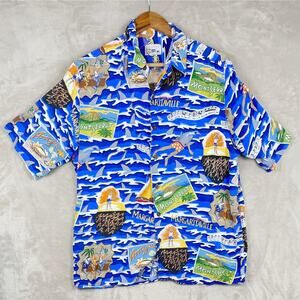 Vintage Reyn Spooner X Jimmy Buffet Margaritaville Shirt Mens L Shark Bait Rayon